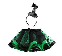 Vestido Ballet Niña 1M - Faldas de Ballet para S Disfraz de Halloween Estampado de Falda de Baile de Tul Conjunto de Diadema (Green 2-3 Years)