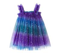 Vestido Ballet Niña 3 Años - Vestido de de Tul Sin Mangas con Diseño de Estrella Y Luna Teñido Anudado para S Pequeñas Vestido de de Baile Vestidos de Princesa Ropa (Purple 2-3 Years)