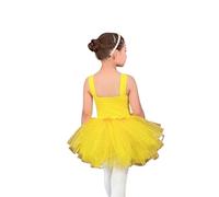 Vestido Ballet Niña,Tutú Vestido de Ballet Vestido De Ballet For Niñas, De Algodón, De Manga Corta, Con Abertura Y Falda De Lentejuelas, Conjunto For Niños, Trajes De Práctica Amarillos, Leotardos De