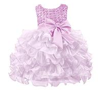 Vestido Bebe Niña con Volantes Capas Vestidos Bautizo Recien Nacido sin Mangas Ropa Niñas con Perlas Y Cinturón de Lazo de Satén Vestido Infantil Vintage con Cremallera para Concurso Boda Comunion