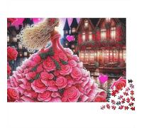 Vestido Belleza 1000 Piezas Puzzle Decoración Hogar Adultos Mujer Vestido Rosa Pueblo Premium Grueso Robusto Vibrante Desafiante Alivio Estrés 52x38cm/1000pz