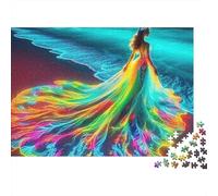 Vestido Belleza 1000 Piezas Puzzle Difícil Adultos Vestido Arcoíris Junto al Mar Premium Grueso Robusto Vibrante Alivio Estrés Juego 52x38cm/1000pz