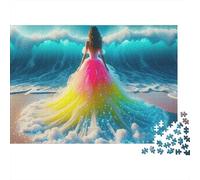Vestido Belleza 1000 Piezas Puzzle Hombres Mujeres Adultos Dama Vestido Arcoíris Océano Premium Grueso Robusto Vibrante Desafiante Difícil Alivio Estrés Regalo Familiar 70x50cm/1000pz