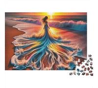 Vestido Belleza 1000 Piezas Puzzles Adultos Atardecer Dama Vestido Fluido Premium Grueso Robusto Vibrante Desafiante Difícil Alivio Estrés 70x50cm/1000pz