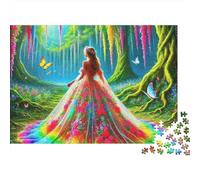 Vestido Belleza Robusto 1000 Piezas Puzzle Adultos Vestido Colorido en Bosque Premium Grueso Vibrante Desafiante Alivio Estrés Juego 38x26cm/1000pz