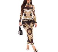 Vestido bodycon de manga larga de malla transparente para mujer, vestido de noche de club - - Medium
