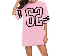 Vestido brillante para mujer, verano, manga corta, camiseta de lentejuelas con estampado de lentejuelas, ropa brillante, camiseta de fiesta, elegante, manga larga, fiesta, carnaval, disfraz, túnica,