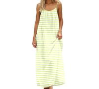 Vestido cami sin espalda para mujer, de verano, con mangas informales, sin espalda, para playa, tirantes delgados, con tirantes delgados, vestido largo de verano con espalda, D-amarillo., XXL