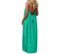 Vestido cami sin espalda para mujer, de verano, con mangas informales, sin espalda, para playa, tirantes delgados, con tirantes delgados, vestido largo de verano con espalda, verde menta, XL