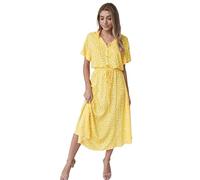 Vestido Camisero Bohemio con Estampado de Leopardo for Mujer, Vestido Informal Midi Verano for Vacaciones, Playero Holgado Corte A for para Uso Diario(Yellow,L)