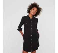 VERO MODA Vmsilla Ls Short Dress Blck Ga Noos, vestido Mujer, Negro (Black Black), 38 (Talla del fabricante: Small)
