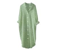 Vestido camisero holgado con diseño de rayas para mujer, con bolsillos laterales, vestidos casuales para adolescentes, verde, M
