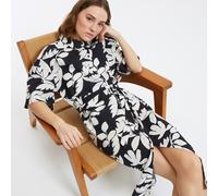 Vestido camisero largo, mangas hasta el codo, estampado Mujer Talla XL. Color Negro