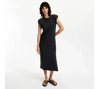 Vestido camisero largo sin mangas. Talla L. Color Negro