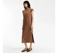 Vestido camisero largo sin mangas. Talla XXL. Color marrón camel