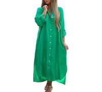 Vestido camisero liso de moda para mujer, falda larga, informal, manga larga, cárdigan de punto, GN1, XXL