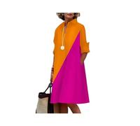 Vestido Camisero Liso para Mujer, Moda de Verano, Informal, con Cuello Vuelto y Bolsillo, Vestidos por Debajo de la Rodilla de Manga Larga, Vestidos Sexis de Lunares para Mujer