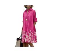 Vestido Camisero Liso para Mujer, Moda de Verano, Informal, con Cuello Vuelto y Bolsillo, Vestidos por Debajo de la Rodilla de Manga Larga, Vestidos Sexis de Lunares para Mujer