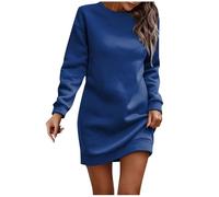 Vestido Camisero Mujer Verano-Vestido Tipo SuéTer De Manga Larga con Cuello Redondo Y Color Liso De Terciopelo para Mujer, Informal, para OtoñO E Invierno