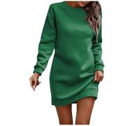 Vestido Camisero Mujer Verano-Vestido Tipo SuéTer De Manga Larga con Cuello Redondo Y Color Liso De Terciopelo para Mujer, Informal, para OtoñO E Invierno