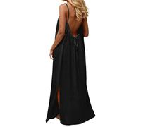 Vestido Camisero sin Espalda de Color Liso para Mujer, Vestidos Camisero Informal sin Espalda, Vestido de casa sin Espaldas