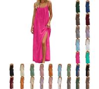 Vestido camisola de verano para mujer, con espalda descubierta, con espalda descubierta, sexy, vestido largo de verano, vestido largo para playa, con tirantes delgados, A2-Hot Pink, XL