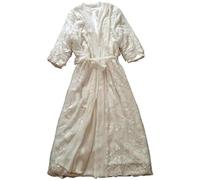 Vestido Camisón De Seda Para Mujer Otoño E Invierno Pijamas Largos Y Gruesos Sexis Con Tirantes De Dos Piezas Más Bata De Terciopelo Traje Albornoz,Bata + Tirantes,SG