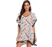 Vestido casual con borlas para mujer, diseño de libélula, Ilustración del patrón de libélula, S