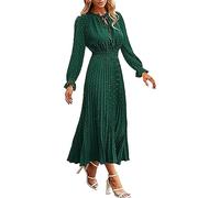Vestido casual de verano para mujer, cuello redondo, manga corta, estampado elegante, verde, M