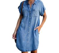 Vestido Casual De Verano para Mujer Vestido De Cintura Alta De Mangas Cortas Mujeres Casual Verano Vestidos Moda Gasa Cuello en V Magas Cortas Estampado Floral Vacaciones