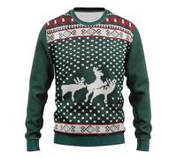 Vestido casual estampado de Navidad Invierno para hombre, cálido y cómodo, con capucha a la moda, sudaderas lindas, Dark Green #2, XXL