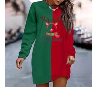 Vestido casual estampado para mujer con mangas largas, tela de poliéster que proporciona elasticidad moderada, diseñado para longitud regular y adecuado para primavera, verano, otoño e invierno (XXXL