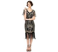 Vestido Casual Femenino con Lentejuelas y Flecos Estilo Flapper años Veinte Elegante para Eventos nocturnos y cóctel fulgurante Deslumbrante borlas en Celebraciones Festivas (Gold, M)