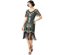 Vestido Casual Femenino con Lentejuelas y Flecos Estilo Flapper años Veinte Elegante para Eventos nocturnos y cóctel fulgurante Deslumbrante borlas en Celebraciones Festivas (Green, XXL)