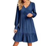 Vestido Casual Ligero y Aireado hasta la Rodilla con Efecto Arrugado Vestidos de Verano para Mujer Sin Mangas con Escote en V Corte Suelto Estilo Línea A | Playa y Uso Diario