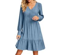 Vestido Casual Ligero y Aireado hasta la Rodilla con Efecto Arrugado Vestidos de Verano para Mujer Sin Mangas con Escote en V Corte Suelto Estilo Línea A | Playa y Uso Diario