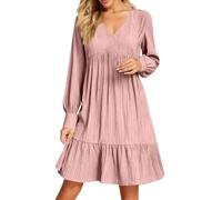 Vestido Casual Ligero y Aireado hasta la Rodilla con Efecto Arrugado Vestidos de Verano para Mujer Sin Mangas con Escote en V Corte Suelto Estilo Línea A | Playa y Uso Diario