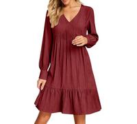 Vestido Casual Ligero y Aireado hasta la Rodilla con Efecto Arrugado Vestidos de Verano para Mujer Sin Mangas con Escote en V Corte Suelto Estilo Línea A | Playa y Uso Diario