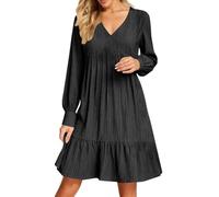 Vestido Casual Ligero y Aireado hasta la Rodilla con Efecto Arrugado Vestidos de Verano para Mujer Sin Mangas con Escote en V Corte Suelto Estilo Línea A | Playa y Uso Diario