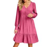 Vestido Casual Ligero y Aireado hasta la Rodilla con Efecto Arrugado Vestidos de Verano para Mujer Sin Mangas con Escote en V Corte Suelto Estilo Línea A | Playa y Uso Diario