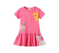 Vestido casual para niñas TRES patrón animal manga corta algodón básico leggings vestido camisa con niñas, a, 7 años