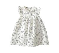 Vestido Ceremonia Niña - Vestidos De Verano para Niñas con Diseño Floral Cómodos E Informales para Uso Diario Y Salidas A La Playa (Beige 3-4 Years)