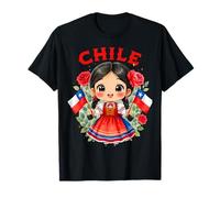 Vestido Chile Chile con Banderas y Flores para Niños Camiseta