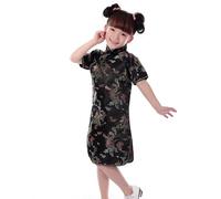 Vestido chino Qipao Bebé Año Nuevo Ropa Floral Manga Corta Cheongsam Cumpleaños Fiesta Trajes