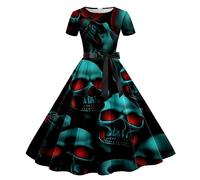 Vestido Cóctel Mujer Manga Corta Noche Halloween Impreso Sexy Chic Y Elegante Casual Retro Talle Alto Swing Fiesta Cumpleaños Fiesta Vintage Ceremonia Medieval Moda Vestidos