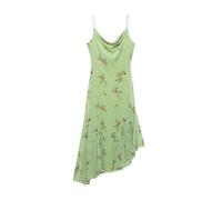 Vestido con Estampado Floral Vestido Midi De Tul Sin Mangas con Cuello Drapeado Y Estampado Verano For Mujer, Elegante Ajustado Dobladillo Irregular Espalda Descubierta para los Viajes de Verano(S)