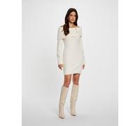 Vestido corto con cuello bardot marfil mujer L