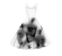 Vestido corto de los años 50 para mujer, estilo retro, vintage, de los años 50, con mangas abombadas, para cóctel, rockabilly, swing, vestido de mujer, color verde, maxi, sin mangas, floral, fruncido