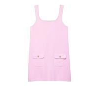 Vestido corto de punto para mujer, casual, versátil, simple, sin mangas, cuello cuadrado, tirantes delgados, de punto, 1060, S