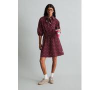 Vestido corto de seersucker con corte en A Dark Red XS